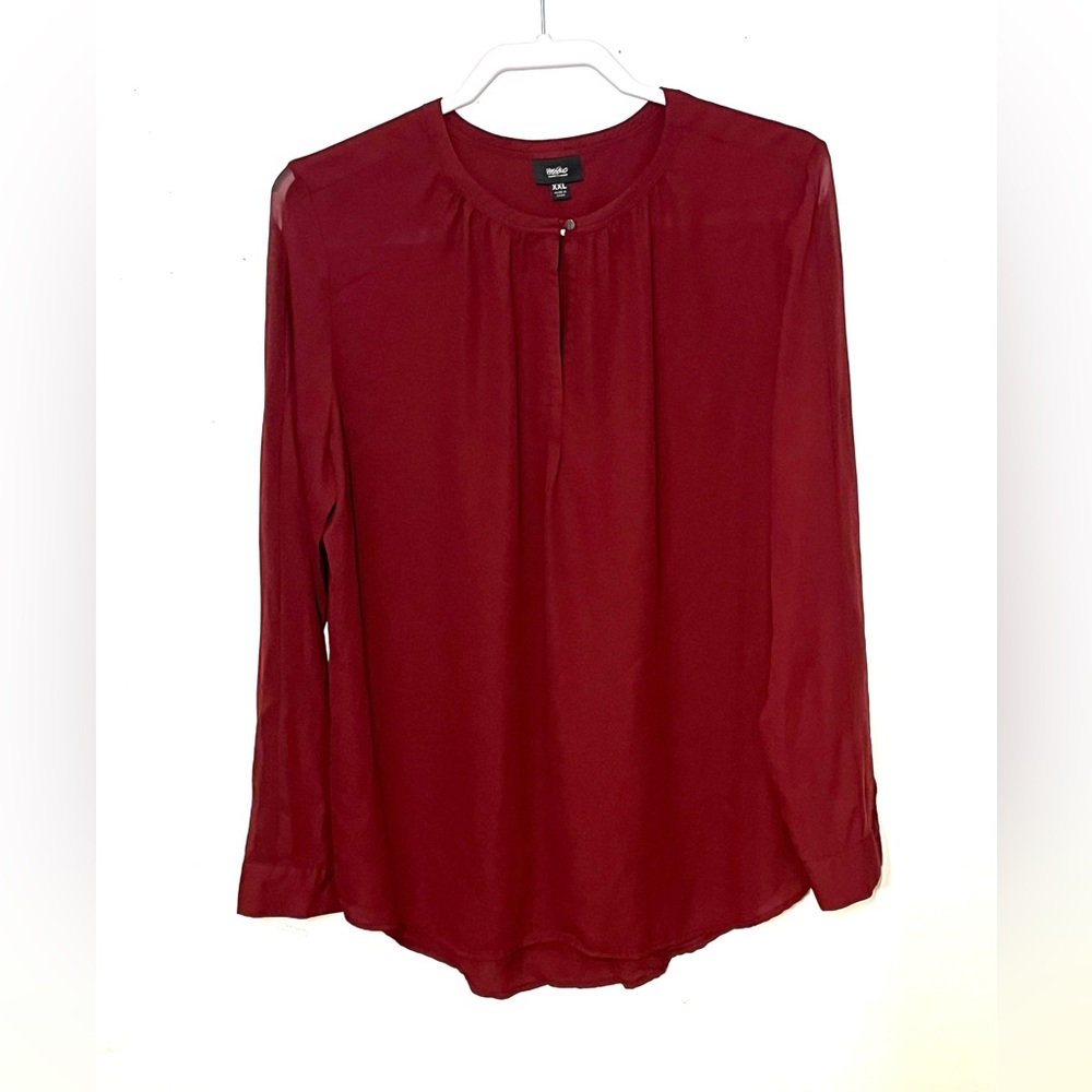 MASSIMO size XXL sheer deep maroon tunic. NWOT.